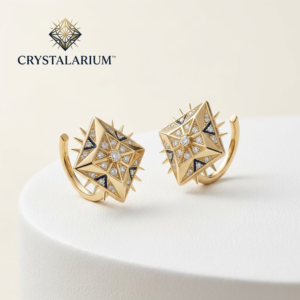 Crystalariurm™ Aureline Geometric Ear Cuffs